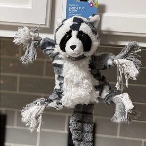 Cozy & Tug Buddy Dog Toy W/Squeaker and Crinkle Rope Body (Chew Level 2) Raccoon